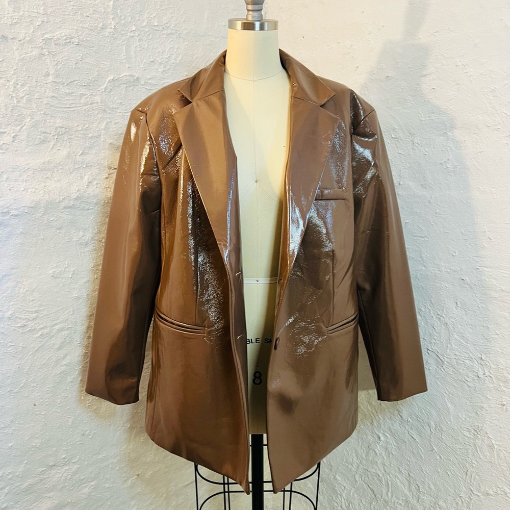 H&M Brown Patent Shiny Blazer Jacket